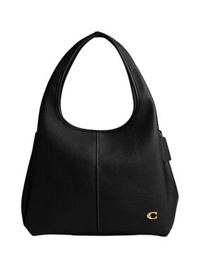 COACH Lana Shoulder Bag Polished Pebble Leather Women’s Purse Black Large NWT